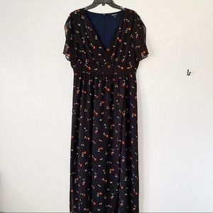 Madewell Navy Twig and Flower Print Maxi Dress